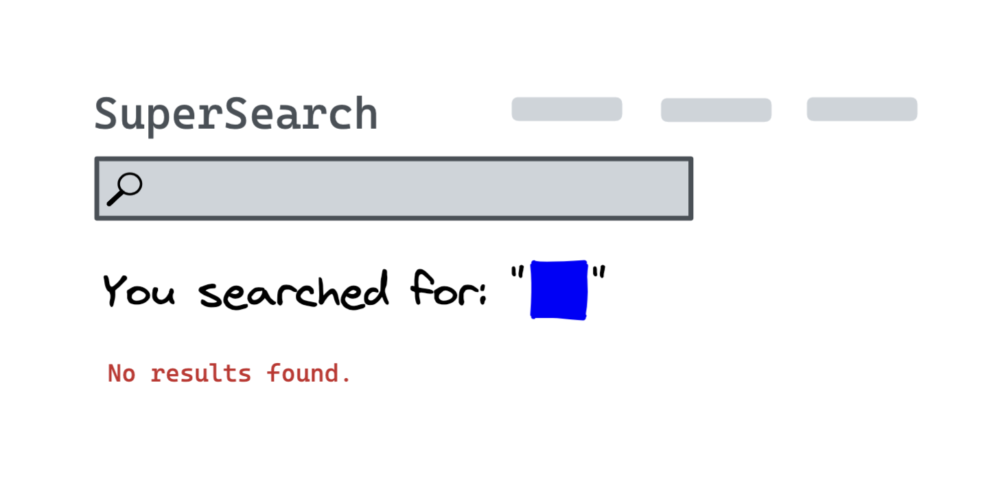 Image showing "SuperSearch" search engine, showing search results for raw HTML (blue 32x32 box), no results